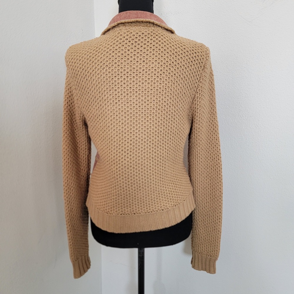VTG Y2K Wool Faux Shearling Knit Toggle Cardigan Jacket Large Retro Boho Western - Picture 2 of 16